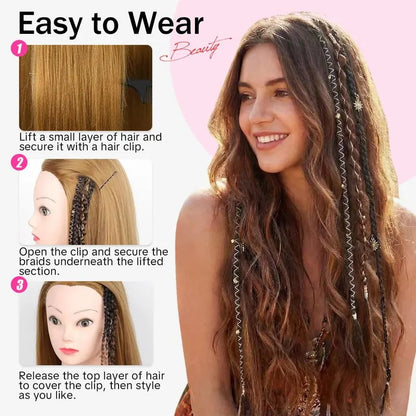 🌿 Boho Beaded Clip-In Braids – Effortless Festival & Everyday Hair Transformation