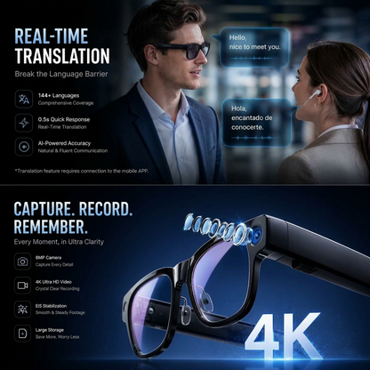 AI Vision Smart Glasses™— Display Smart, Camera, Music, Real-time Translation and AI Assistant