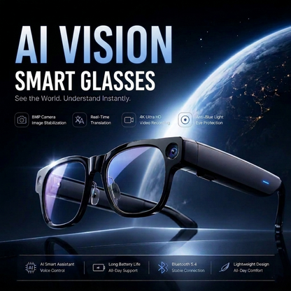 AI Vision Smart Glasses™— Display Smart, Camera, Music, Real-time Translation and AI Assistant