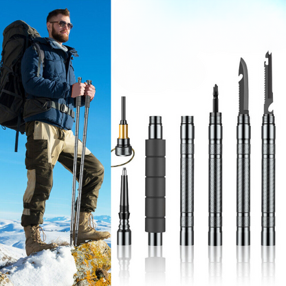 Outdoor Survival Hiking Walking Stick – Collapsible Survival Trekking Pole