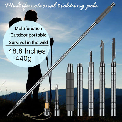 Outdoor Survival Hiking Walking Stick – Collapsible Survival Trekking Pole