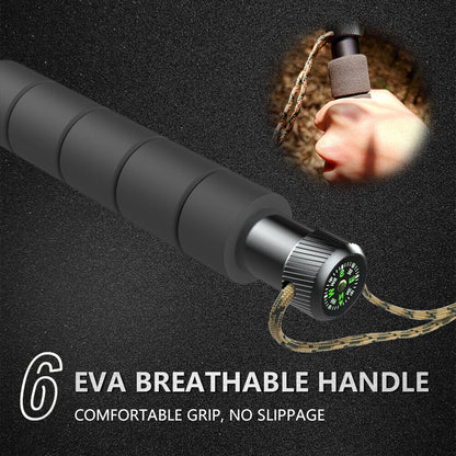 Outdoor Survival Hiking Walking Stick – Collapsible Survival Trekking Pole