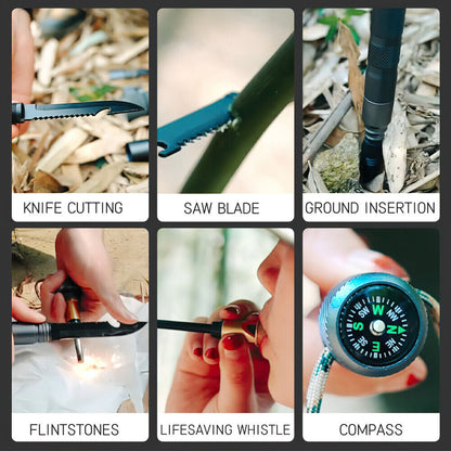 Outdoor Survival Hiking Walking Stick – Collapsible Survival Trekking Pole